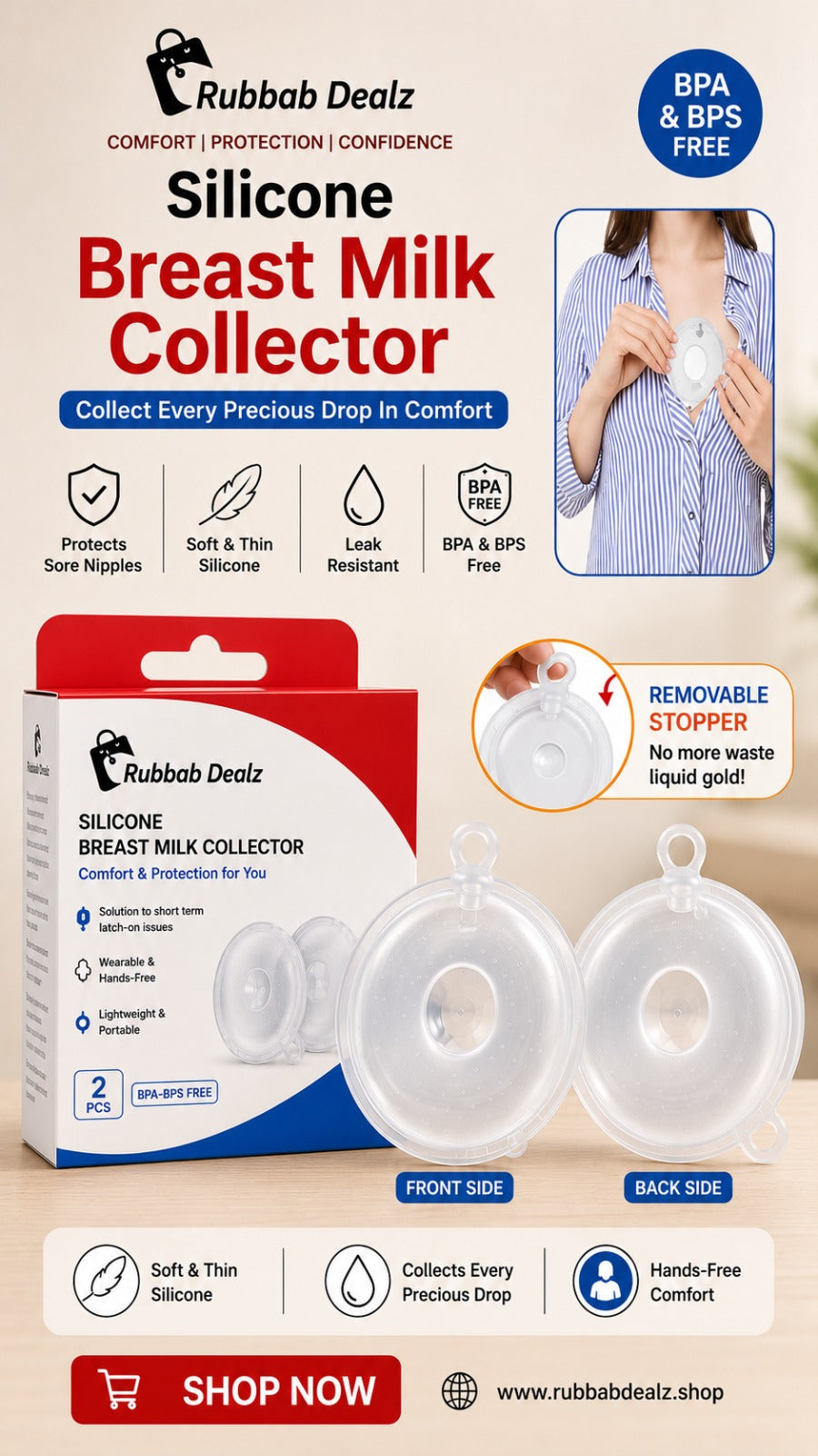 Mom Milk Collector Shells – Collect Every Drop, Hands-Free | BPA-Free Nursing Cups