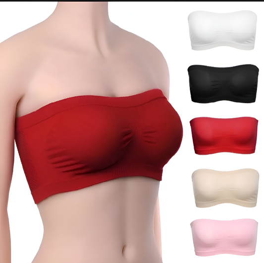Women's Seamless Strapless Bra – Wireless Bandeau Tube Bra | S/M & M/L Sizes