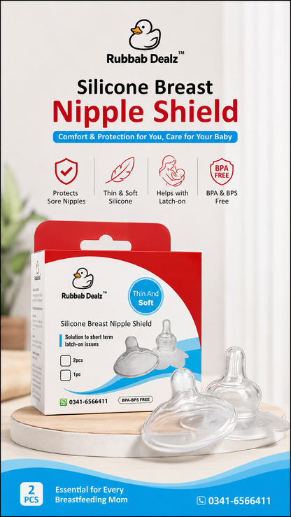 Silicone Nipple Protector – Pack of 2 | Anti-Pain Breastfeeding Cover for Sore & Inverted Nipples | BPA-Free