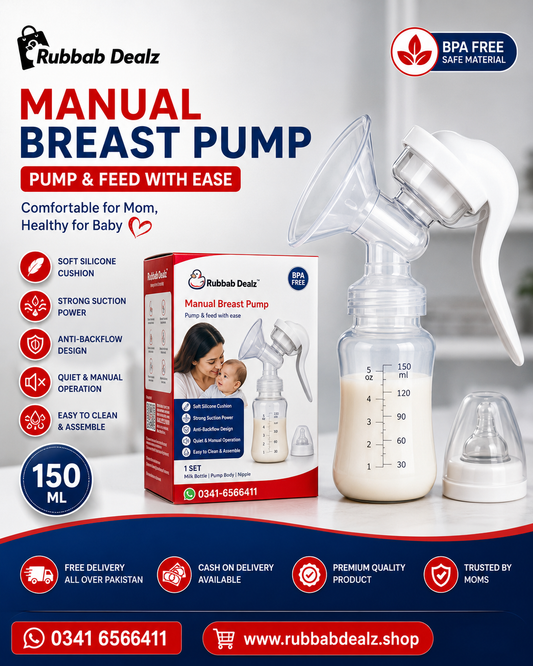 Manual Breast Pump 2-in-1 with 150ml Bottle & Silicone Nipple | BPA-Free Portable Pump for Nursing Moms