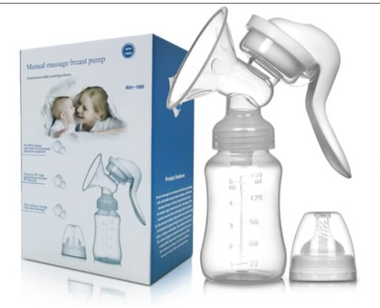 Manual Breast Pump 2-in-1 with 150ml Bottle & Silicone Nipple | BPA-Free Portable Pump for Nursing Moms