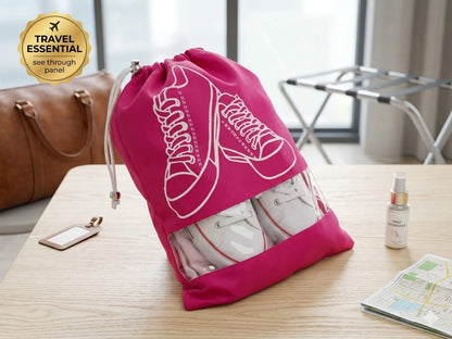 3PCS Non-Woven Fabric Printed Dustproof Shoe Bag with Drawstring for Travel