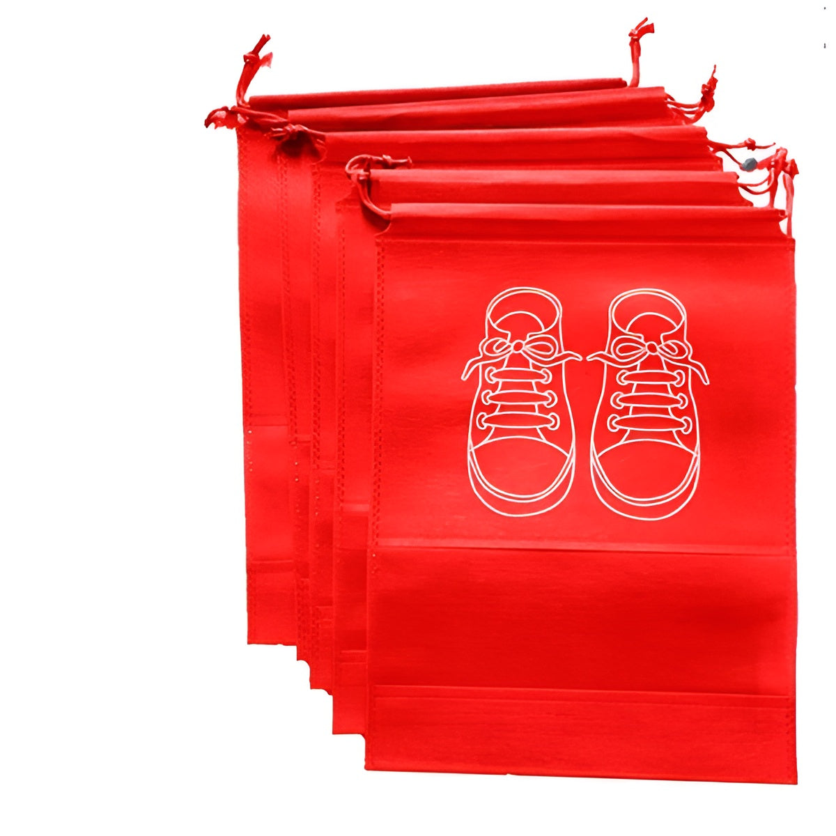 3PCS Non-Woven Fabric Printed Dustproof Shoe Bag with Drawstring for Travel