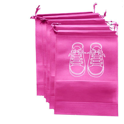 3PCS Non-Woven Fabric Printed Dustproof Shoe Bag with Drawstring for Travel
