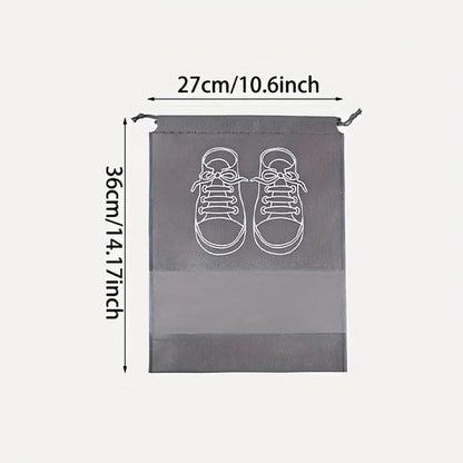 3PCS Non-Woven Fabric Printed Dustproof Shoe Bag with Drawstring for Travel
