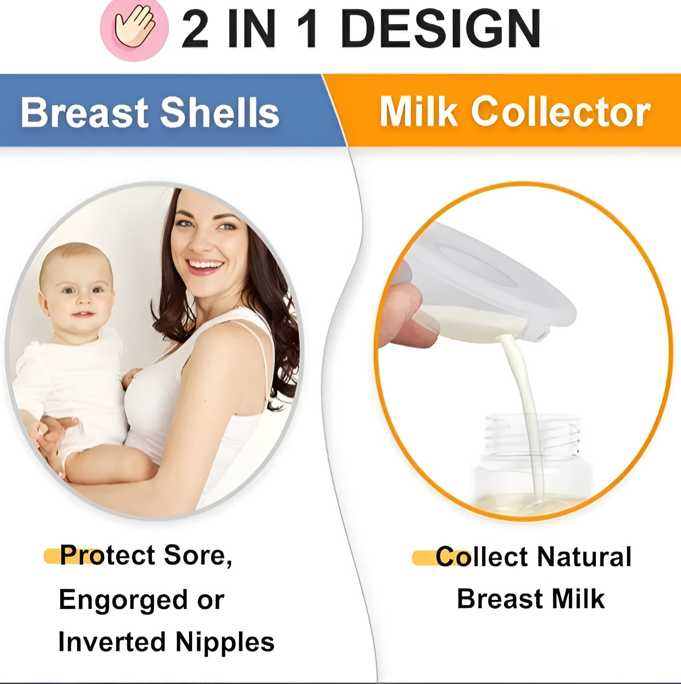 Mom Milk Collector Shells – Collect Every Drop, Hands-Free | BPA-Free Nursing Cups